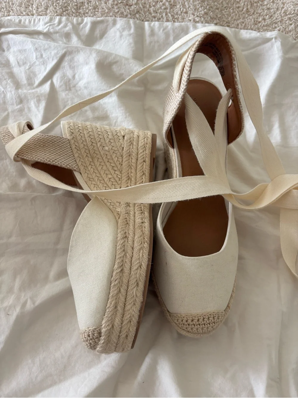 Universal Thread Canvas Espadrille Wedge Sandals in Cream - Women